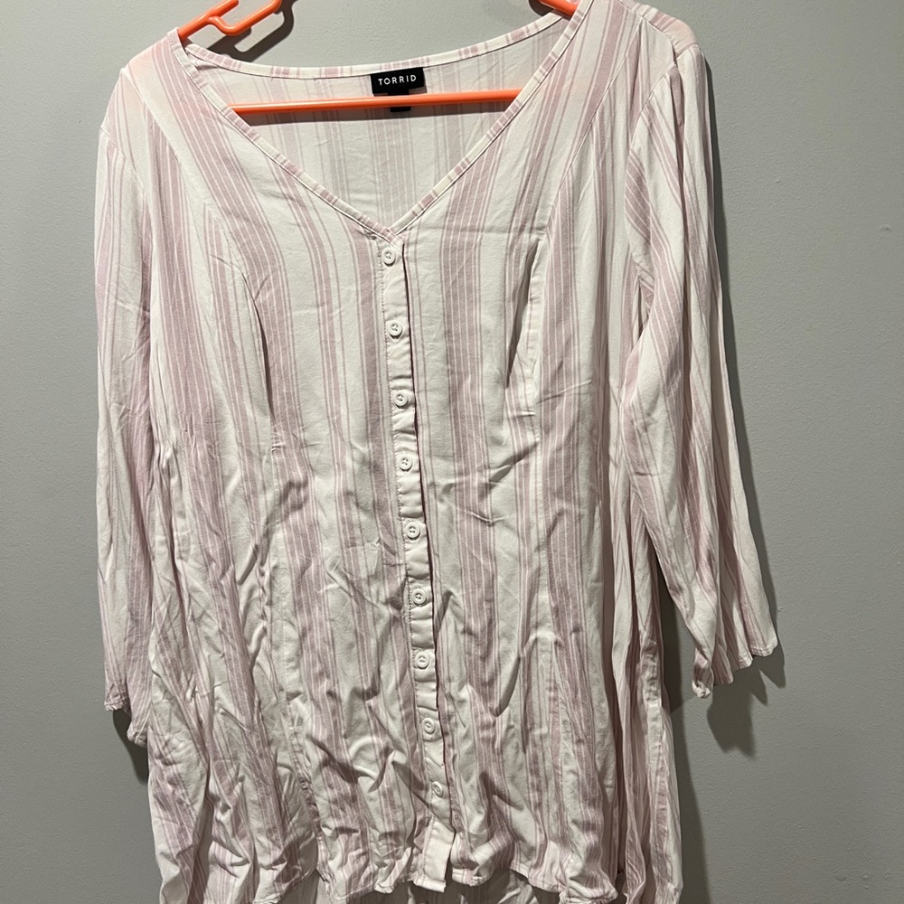 Torrid Light Pink Striped Blouse